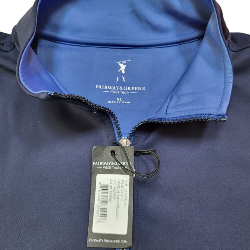 NEW Fairway & Greene Caves 1/4 Zip Pullover Marine Size XL NWT
